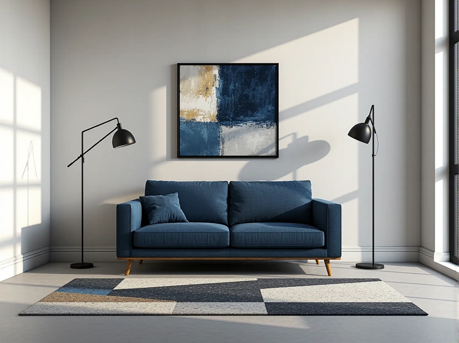 Aranżacja małego salonu w stylu minimalistycznym z kompaktową sofą i stolikiem kawowym. Funkcjonalność i design.