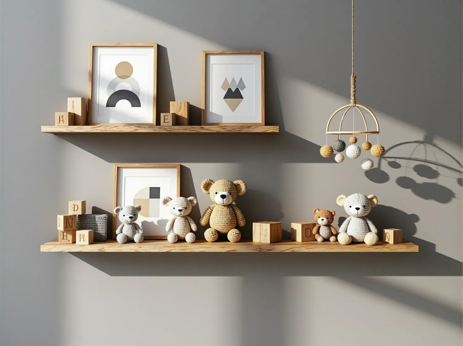 Jasne wnętrze pokoju niemowlaka z łóżeczkiem i fotelem. Minimalistyczny, skandynawski wystrój.