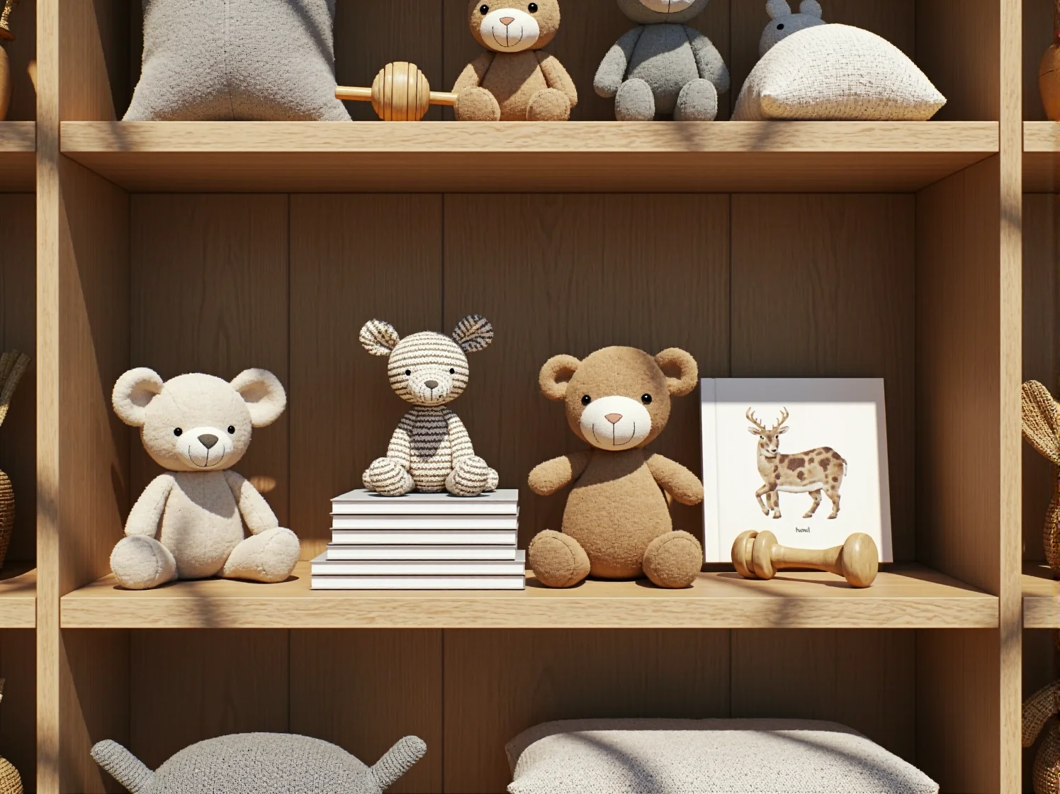 Białe łóżeczko niemowlęce z szarą pościelą i ochraniaczem. Bezpieczny pokój dla dziecka.