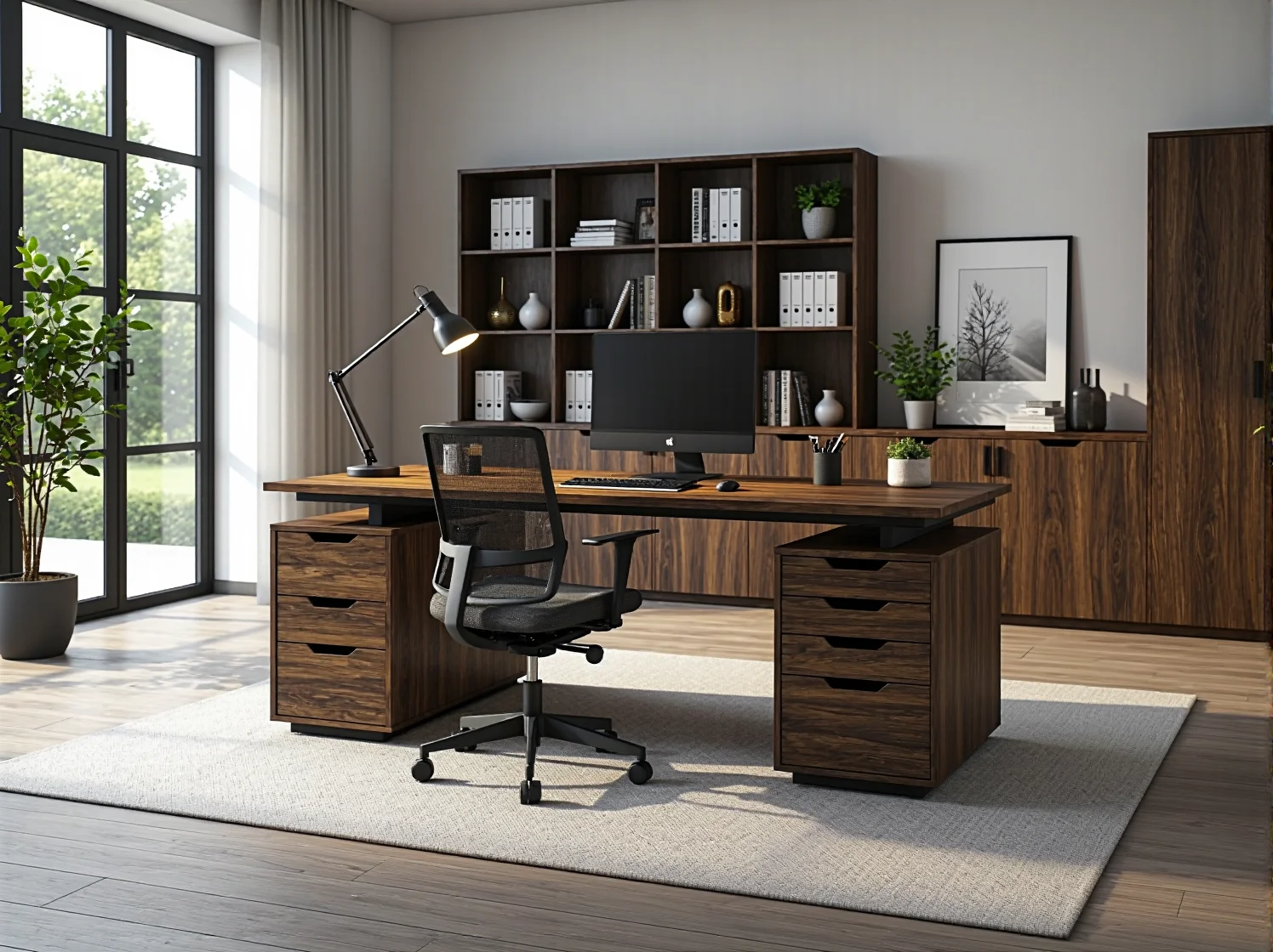 Ergonomiczne biurko zintegrowane z IoT, które automatycznie dostosowuje wysokość dla zdrowej postawy.