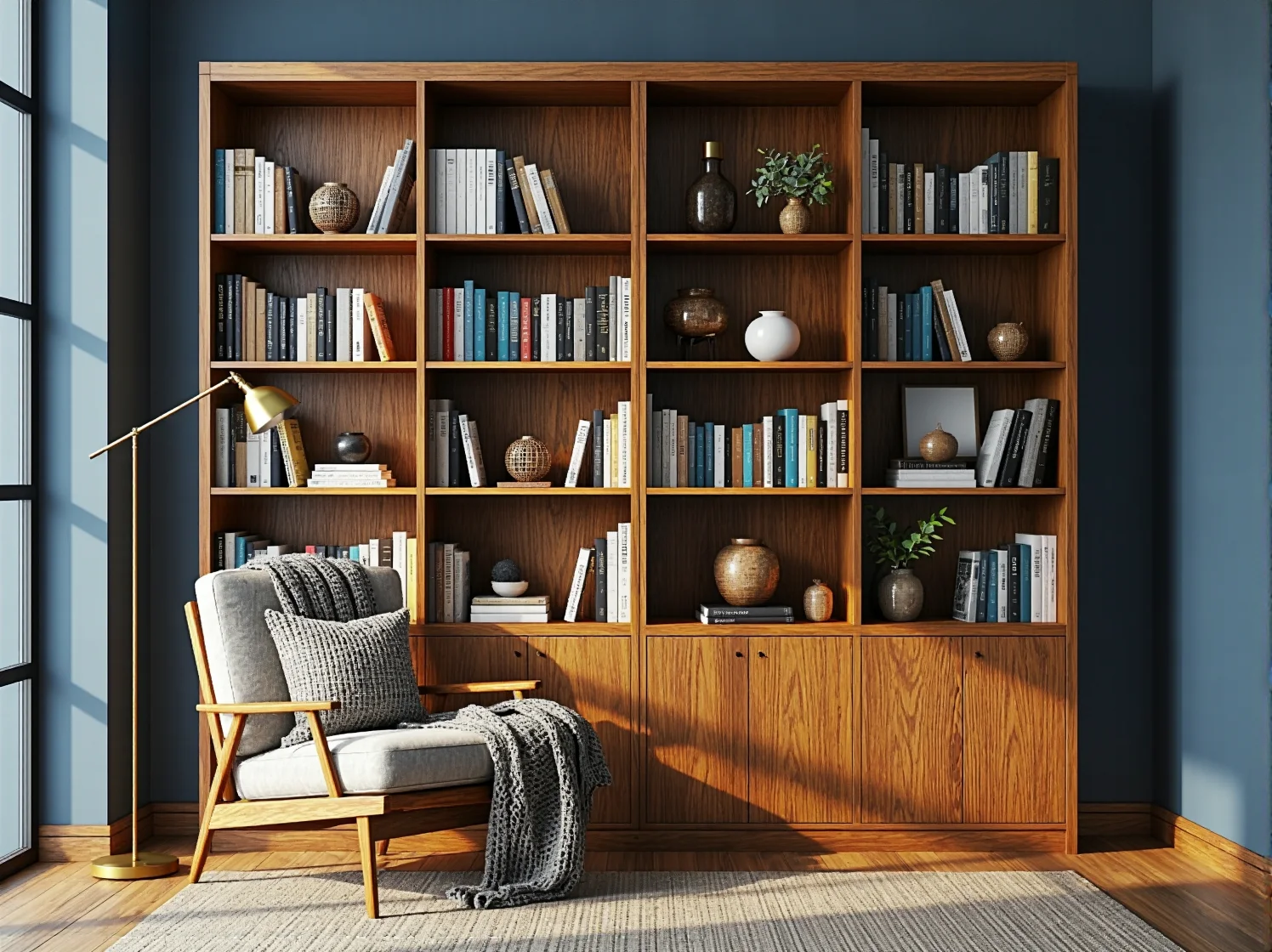 Minimalistyczne oświetlenie wiszące do salonu z elementami naturalnego drewna.