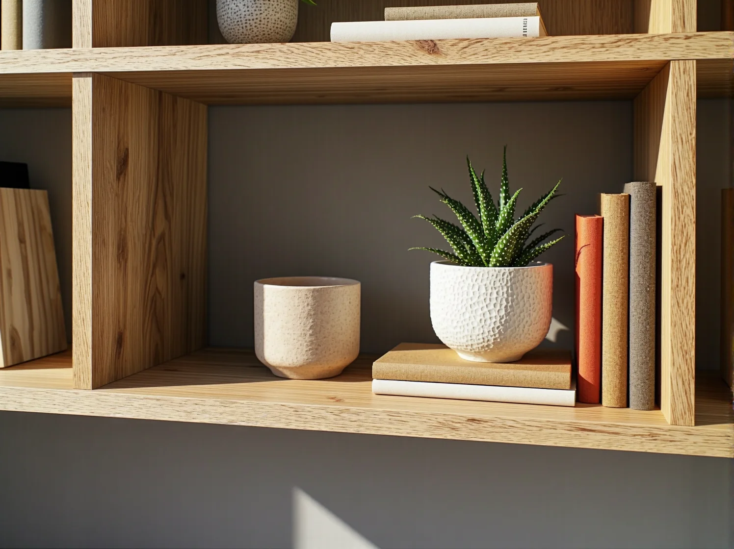 Drewniana wisząca półka narożna - minimalistyczny design do sypialni