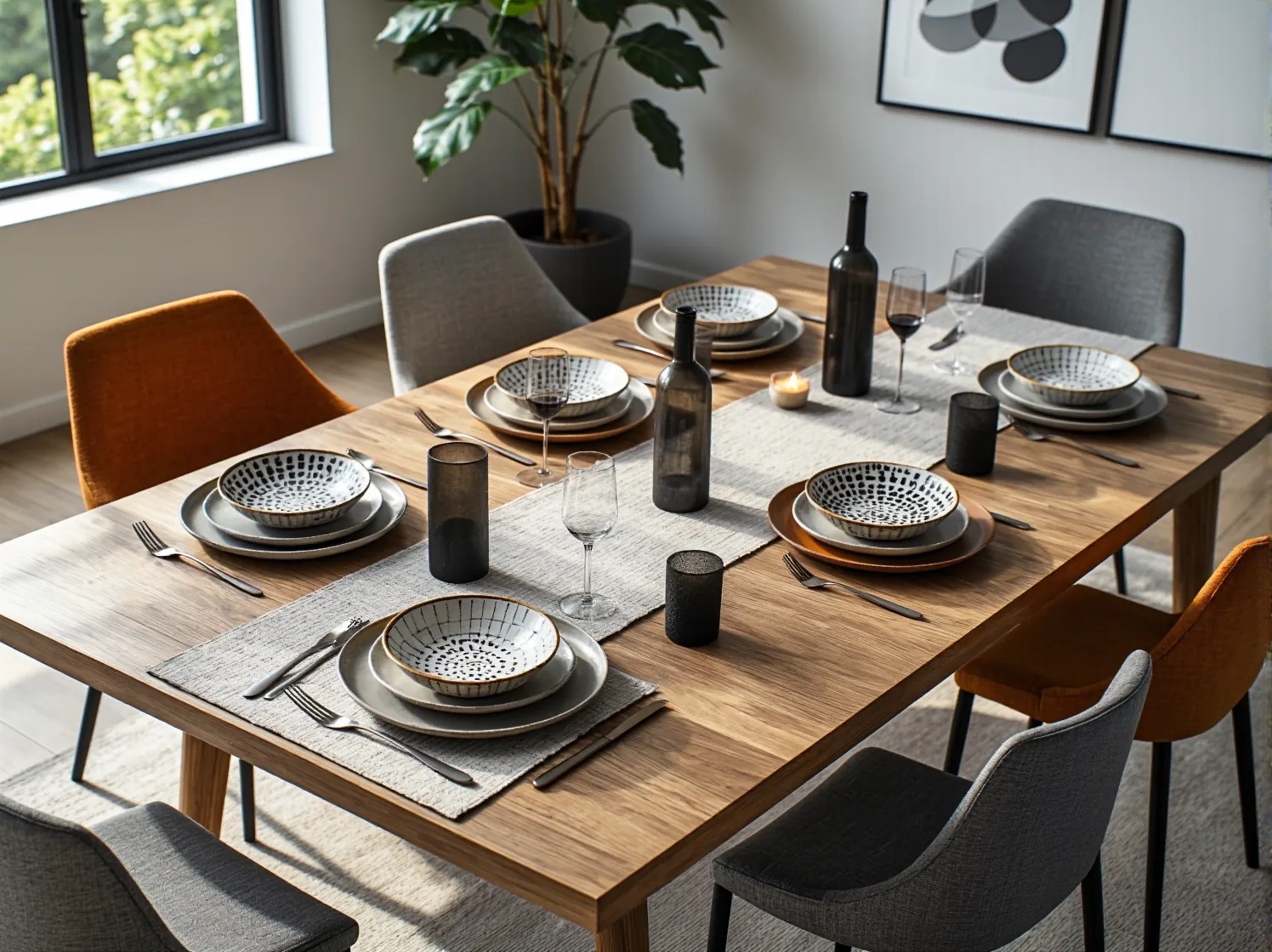 Klasyczne drewniane krzesła w jadalni – ponadczasowy wybór gwarantujący trwałość i naturalny wygląd aranżacji.