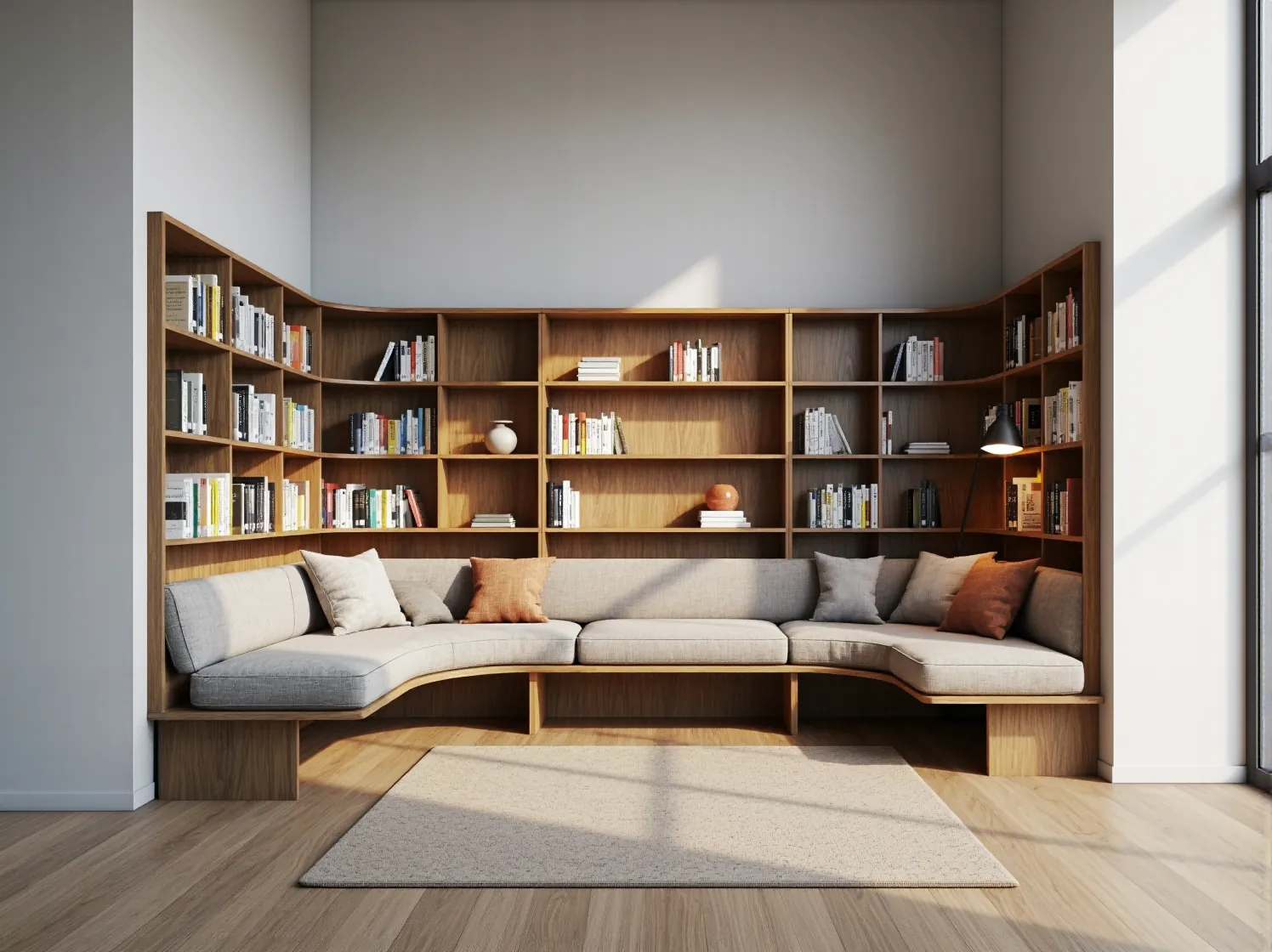 Modułowy regał z certyfikowanego drewna – inspiracja na ekologiczne meble do nowoczesnej szkoły.