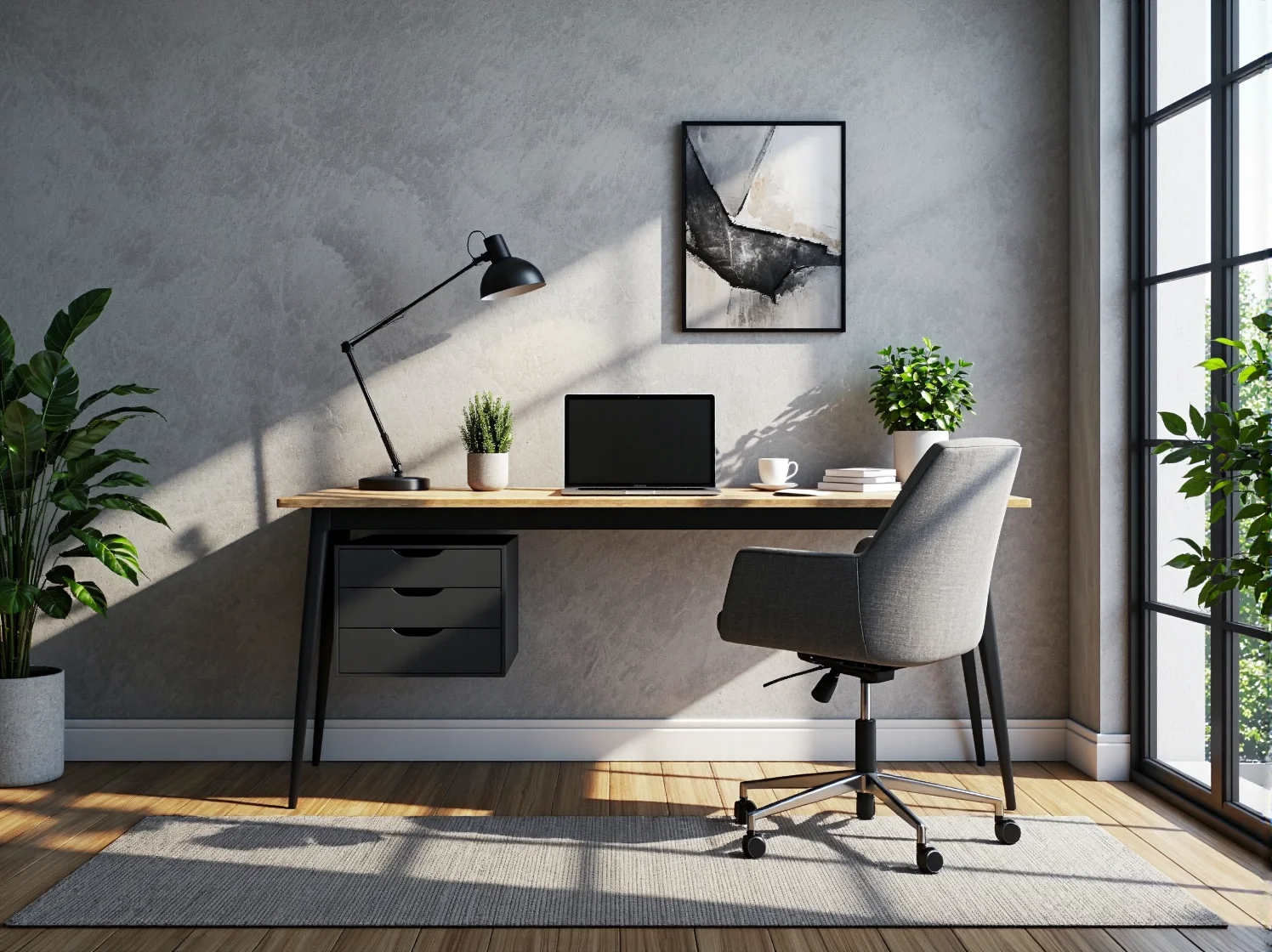 Profesjonalne gogle wirtualnej rzeczywistości na biurku projektanta architektury wnętrz.