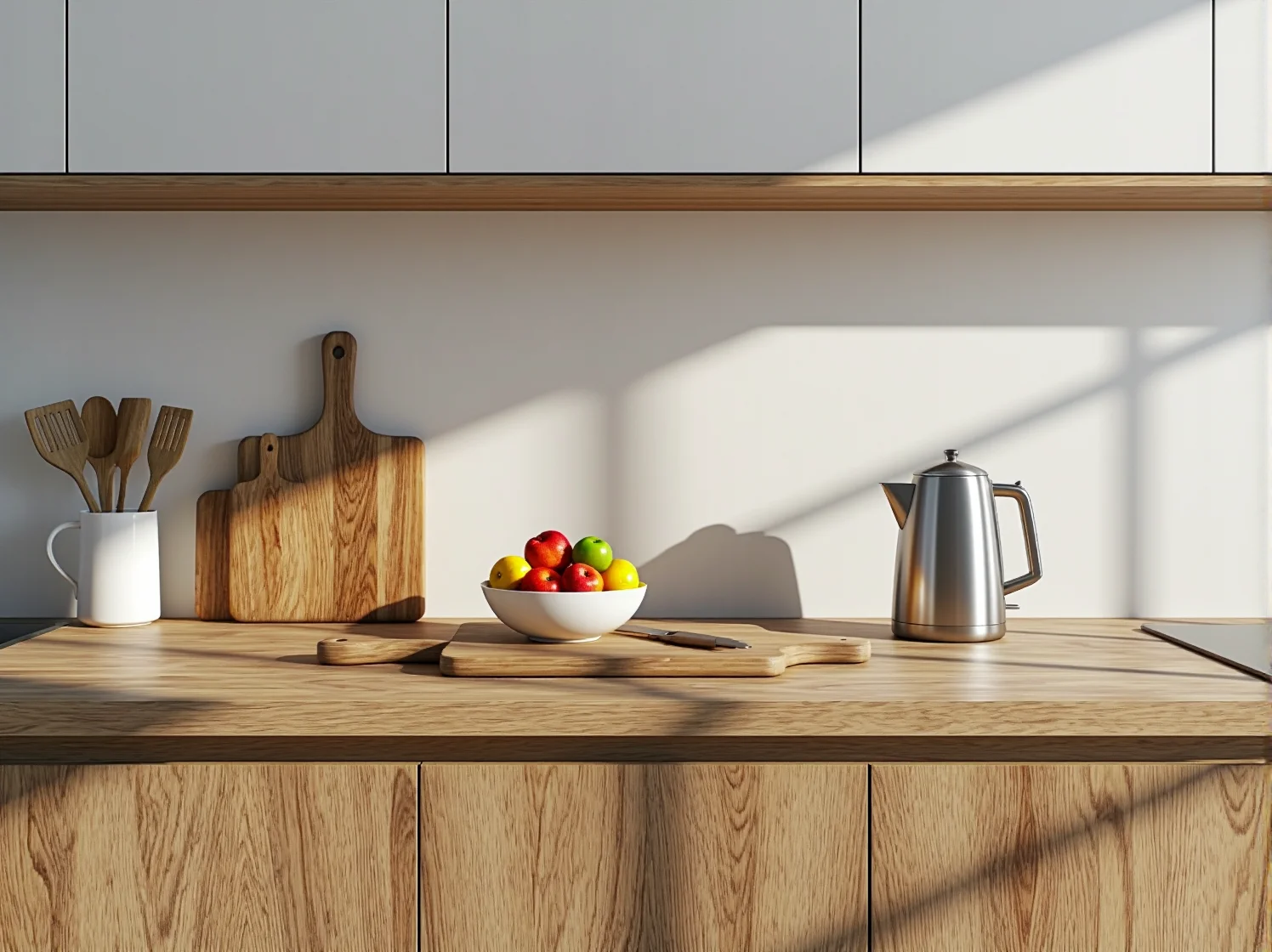 Jasne panele ścienne z drewna jesionowego w przedpokoju zaprojektowanym w stylu skandynawskim.