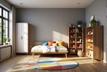 Zestaw mebli dziecięcych skandynawskich dąb z białymi frontami