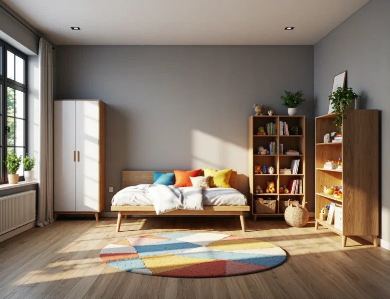 Zestaw mebli dziecięcych skandynawskich dąb z białymi frontami