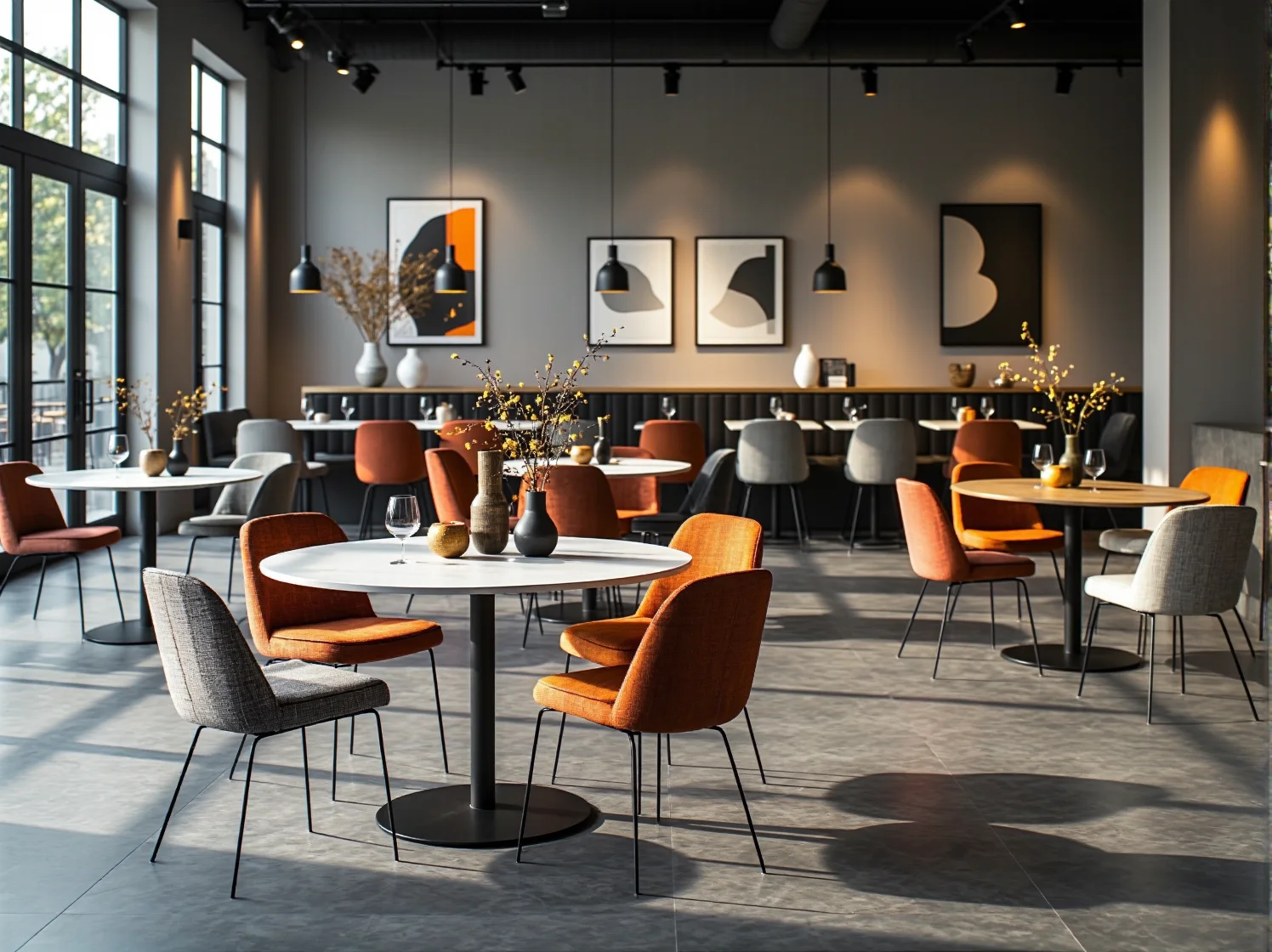 Tapicerowane krzesła do restauracji z łatwozmywalnych tkanin odpornych na zabrudzenia w gastronomii.