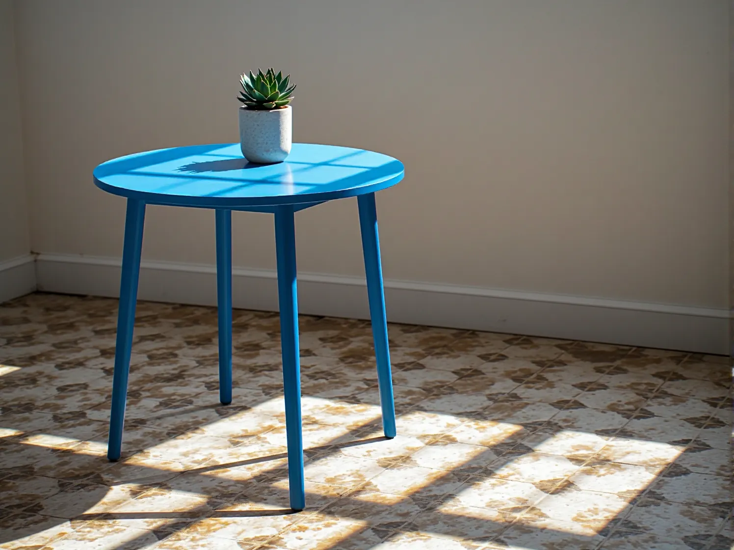 Zabezpieczanie blatu stolika kawowego trwałym lakierem do mebli o matowym wykończeniu.