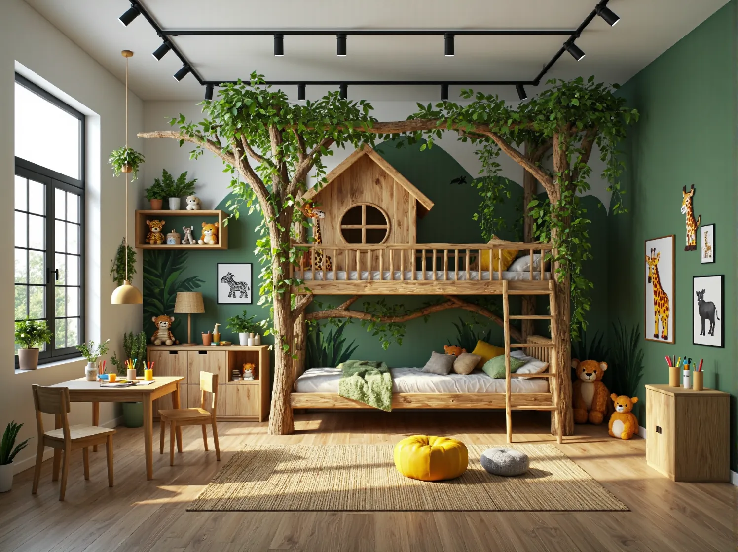 Stylowy pokój dziecięcy z łóżkiem tipi i miękkimi poduszkami, inspiracje dla rodziców.