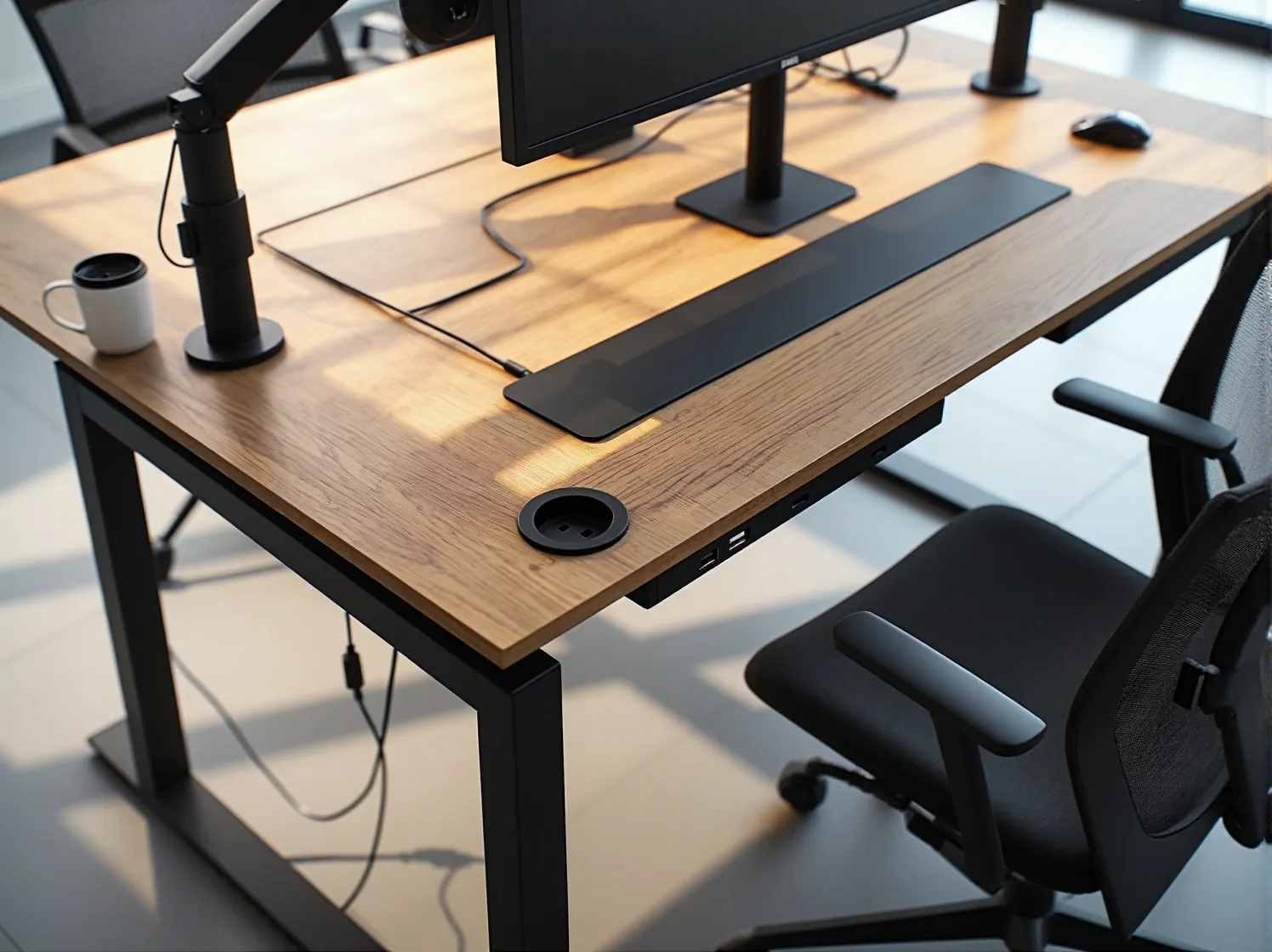 Modułowe meble biurowe umożliwiające łatwą rearanżację przestrzeni coworkingowej i dostosowanie jej do potrzeb.