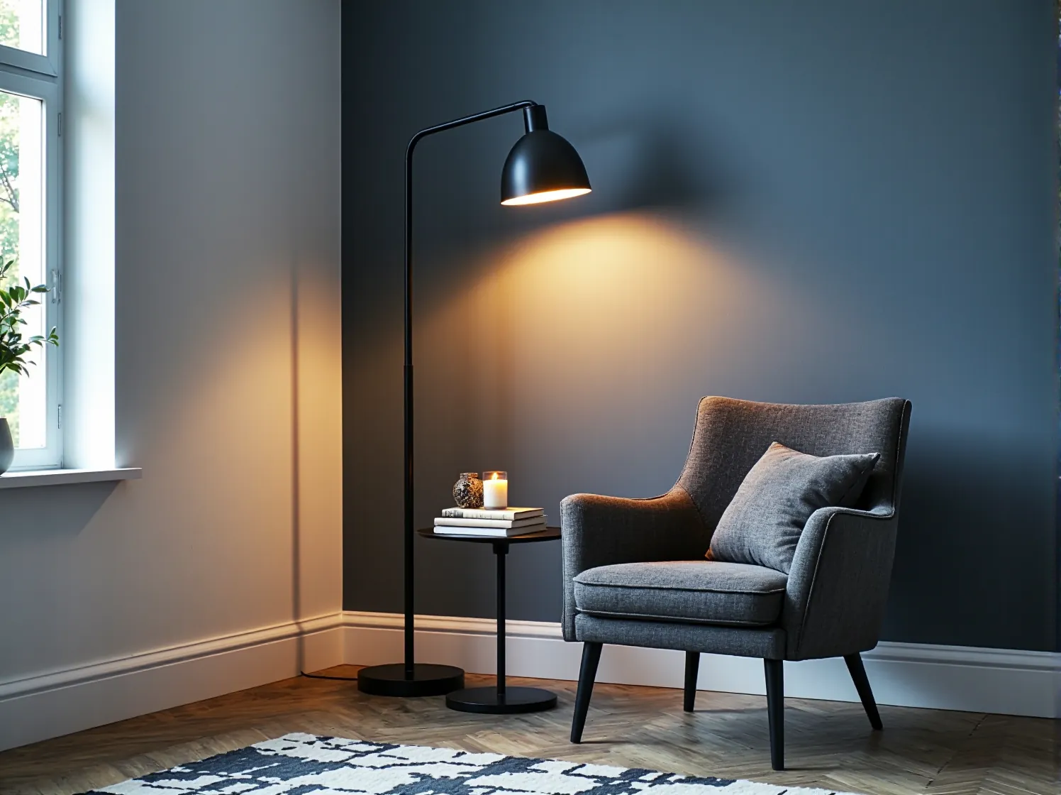 Nastrojowe światło lampy w jadalni podczas kolacji, które tworzy ciepłą i przytulną atmosferę.