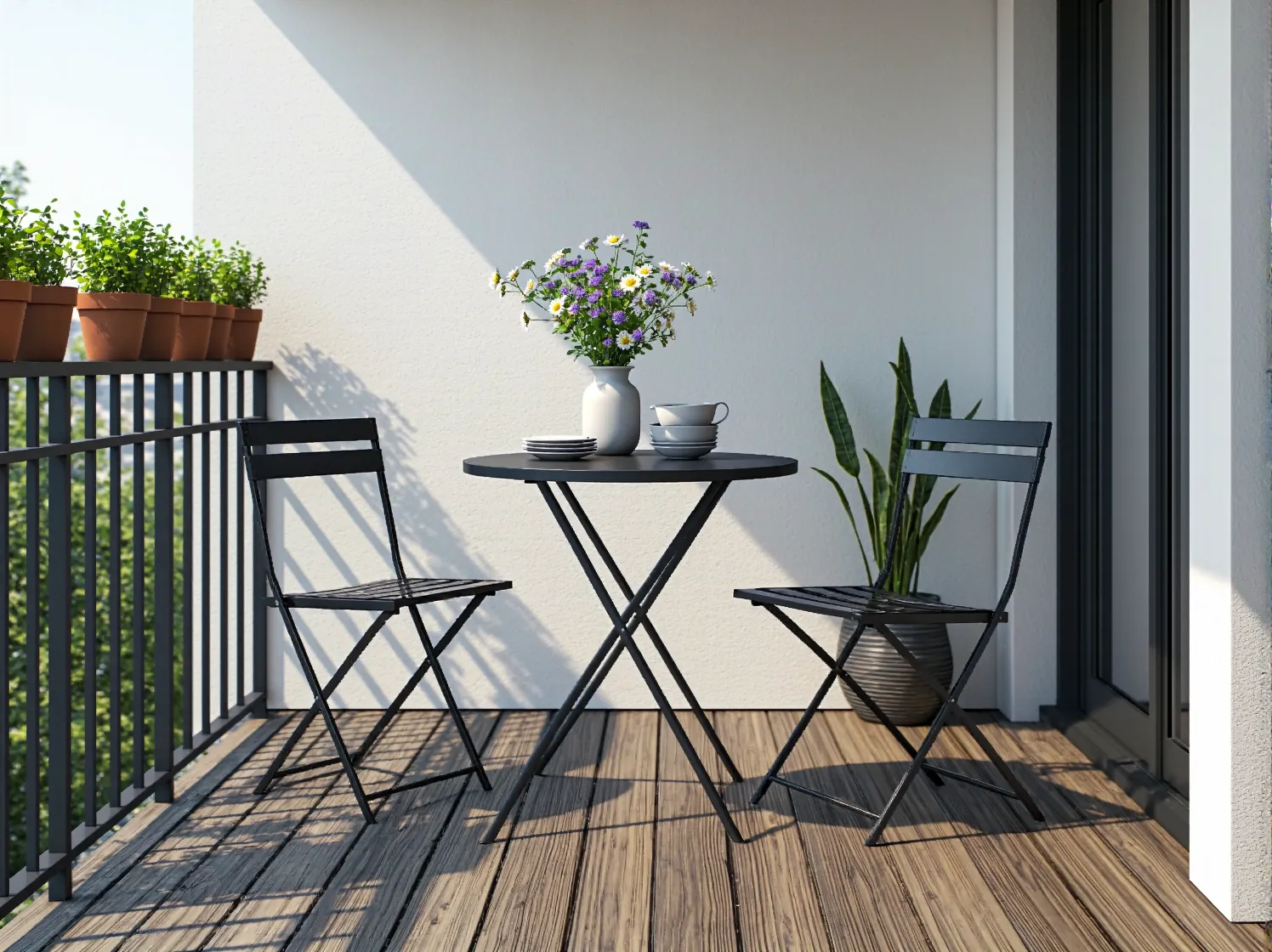 Drewniane meble z drewna egzotycznego, które są trwałe i odporne na zmienne warunki pogodowe.