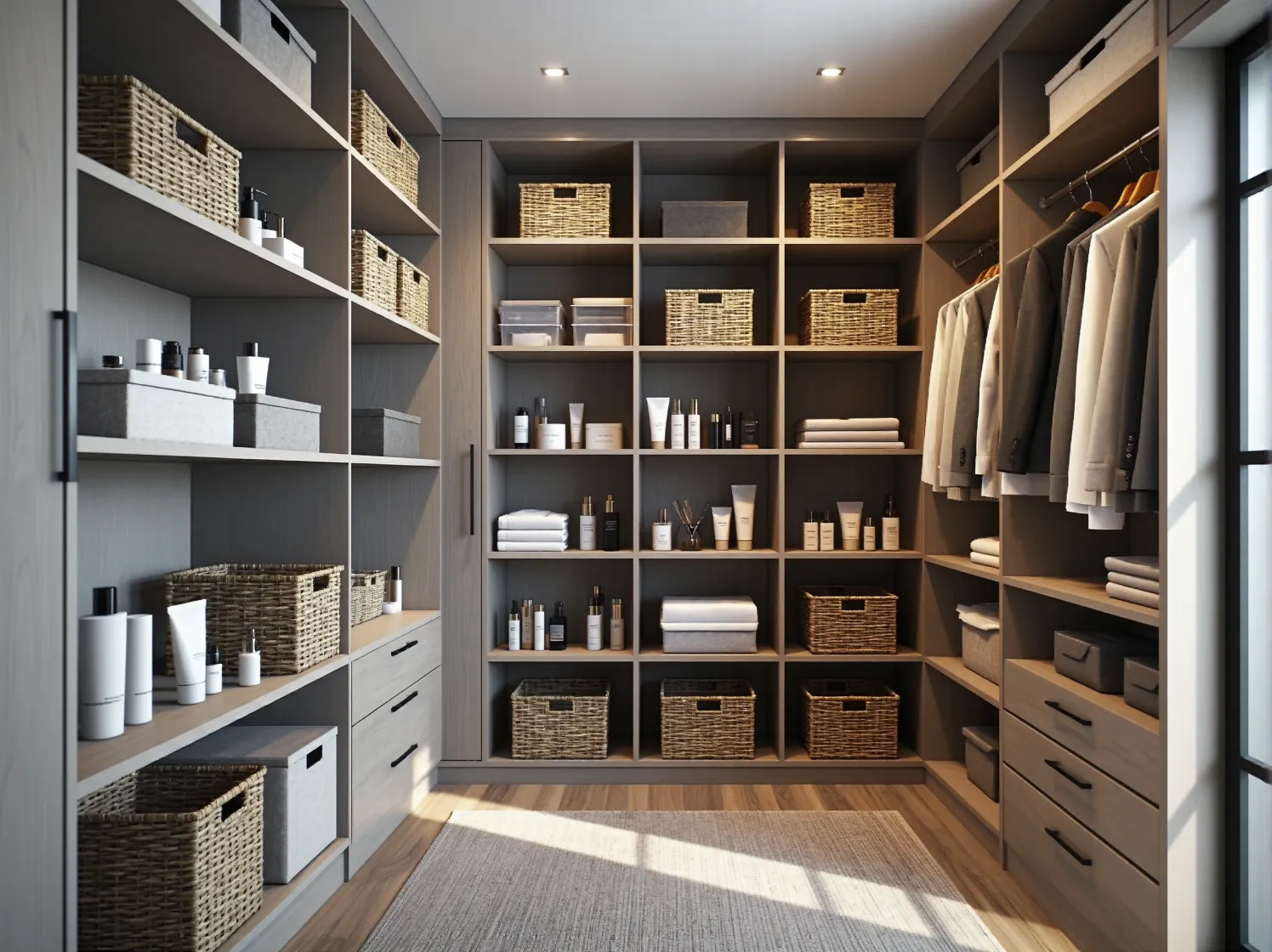 Kosmetyki w łazience zabezpieczone przed wilgocią, aby zachowały swoje właściwości pielęgnacyjne.