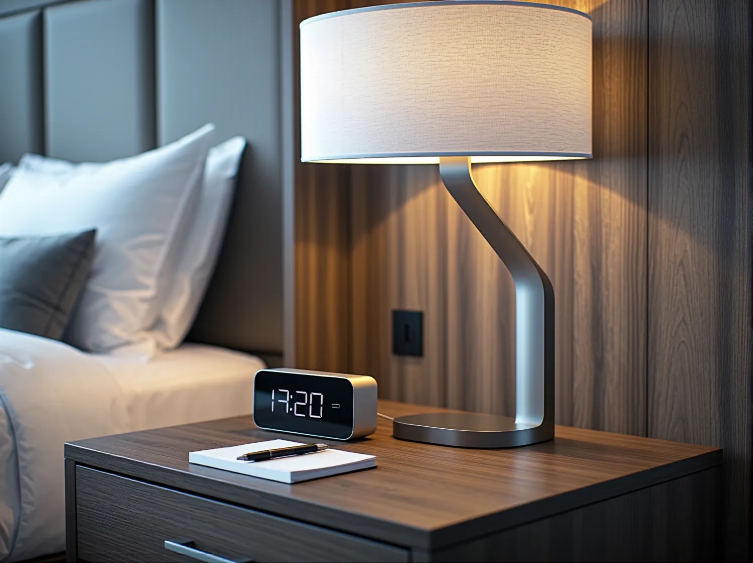 Zbliżenie na solidne biurko hotelowe, podkreślające znaczenie trwałości materiałów w meblach.