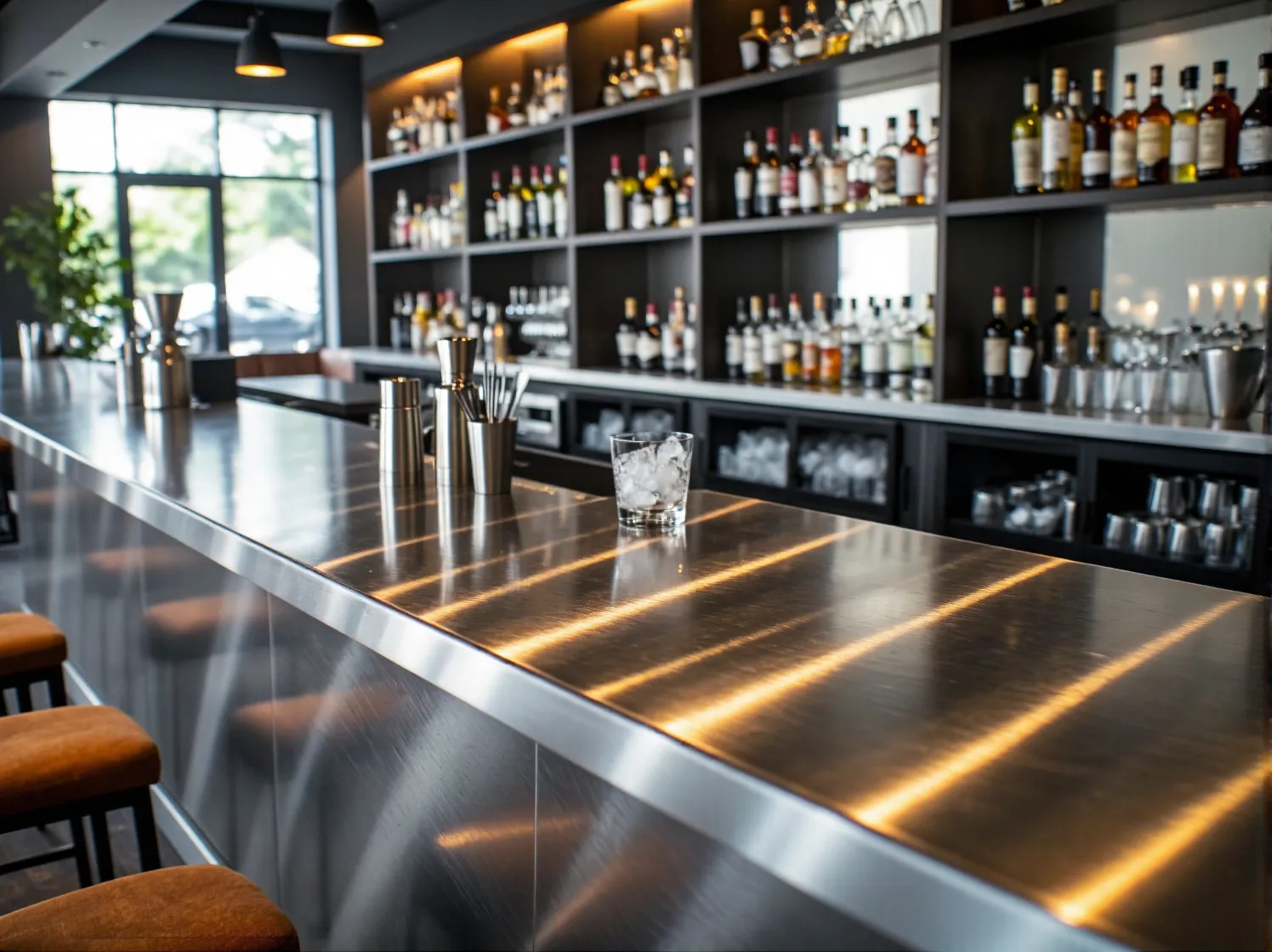 Wytrzymałe blaty z laminatu HPL w kawiarni odporne na zarysowania, wilgoć i intensywne użytkowanie.