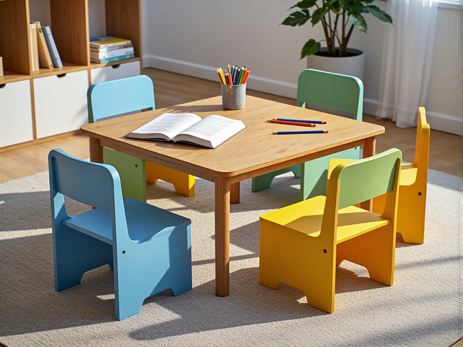 Drewniane stoliki i krzesełka dla dzieci. Zdrowe i ekologiczne meble do przestrzeni edukacyjnych.