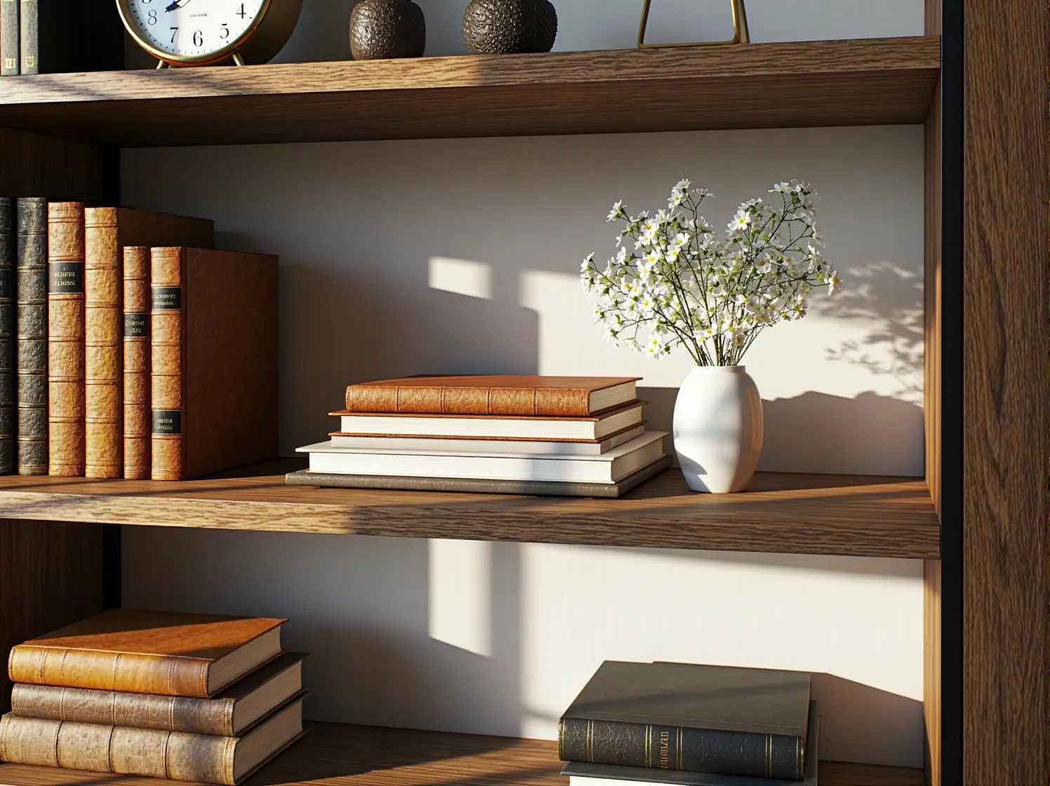 Złoty regał na książki DIY z metalowymi elementami w stylu modern classic.